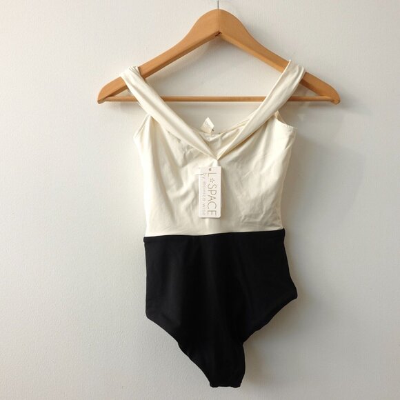 White One Piece Swimsuit 4‎ Black Off Shoulder Colorblock Lace Up Hipster Anja - Picture 3 of 11